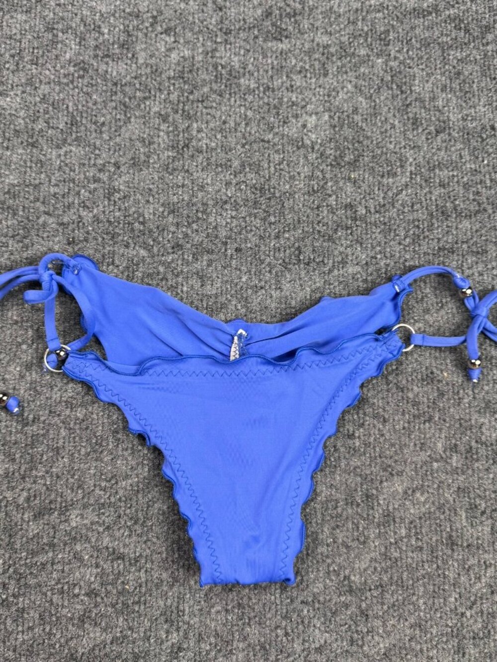 Vitamin A Blue Ruffle Side-Tie Ruched Scrunch Bikini Bottom Women's Size XS / 4